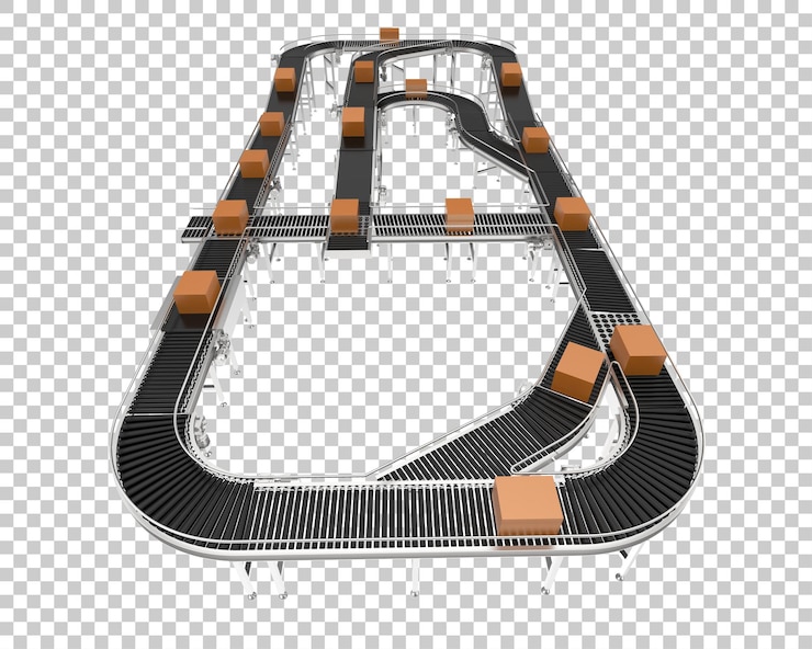 PSD cinta transportadora aislada sobre fondo transparente ilustración de renderizado 3d