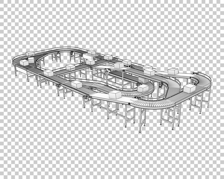 PSD cinta transportadora aislada sobre fondo transparente ilustración de renderizado 3d