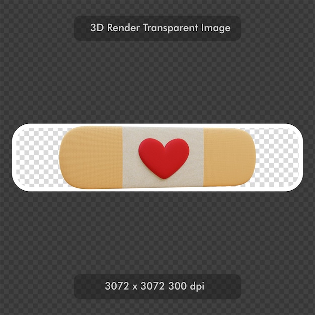Cinta de vendaje con renderizado 3D de signo de corazón