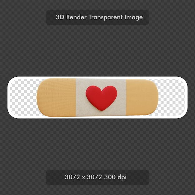 Cinta de vendaje con renderizado 3d de signo de corazón