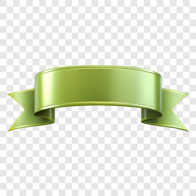 una cinta verde con un borde dorado en un fondo transparente