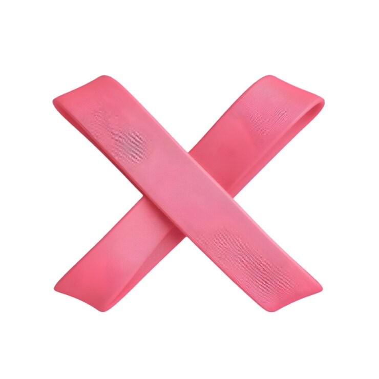 PSD cintas de goma rosadas en forma de cruz para la artesanía y la organización