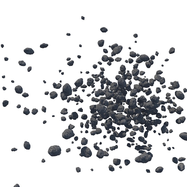 Cinturón de asteroides aislado fondo transparente representación 3d