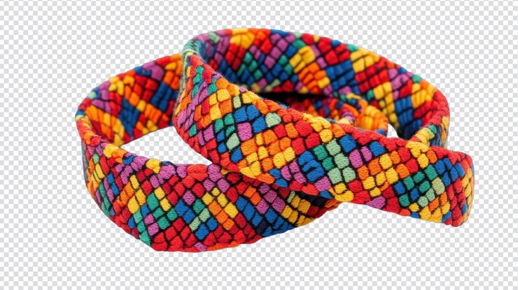 PSD cinturón de tela tejida de colores aislado sobre fondo blanco perfecto para accesorios de moda, estilo y diseños textiles