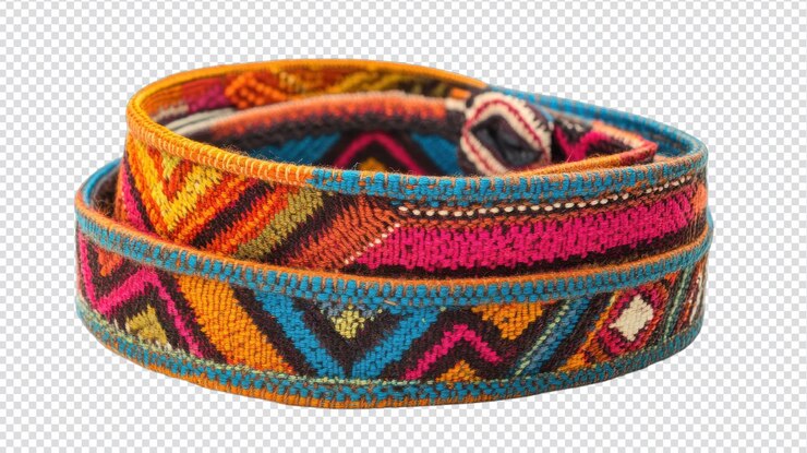 PSD un cinturón de tela tejida a mano vibrante y colorido perfecto para trajes y accesorios elegantes
