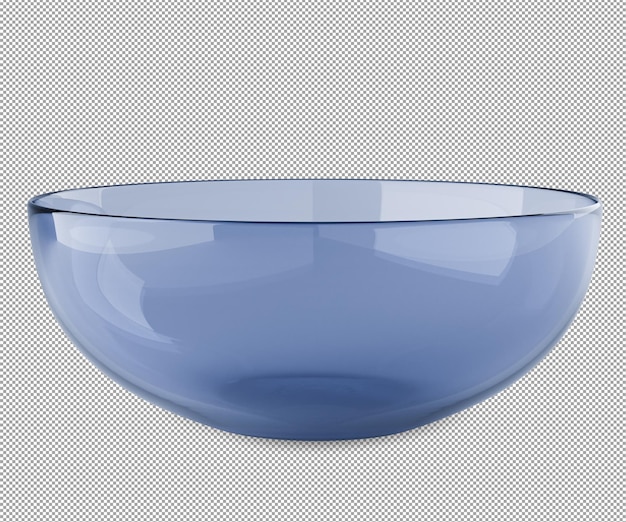 Ciotola di vetro blu vuota isolata su sfondo alfa Rendering 3D
