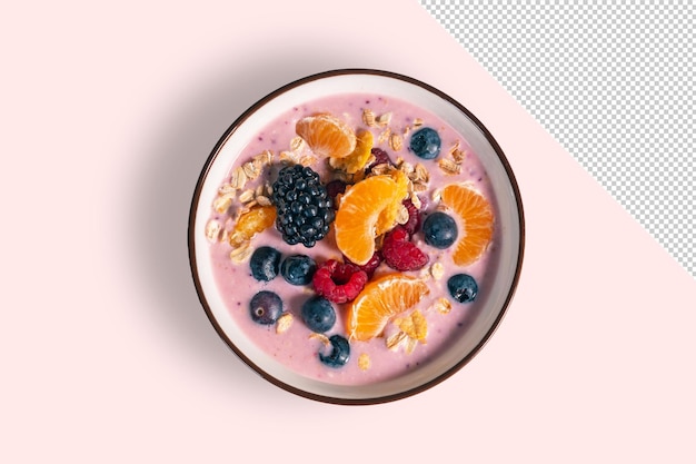 Ciotola di yogurt con frutti di bosco, mockup