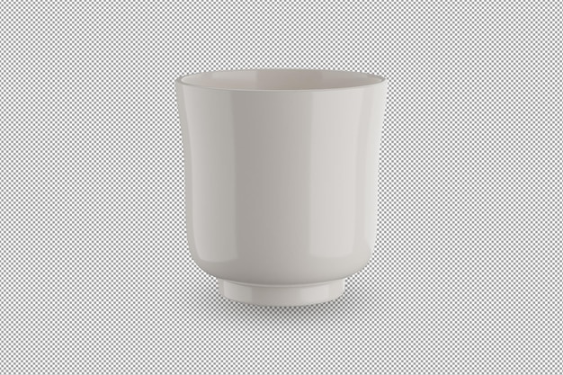 Ciotola o tazza in ceramica bianca su sfondo alfa Rendering 3D