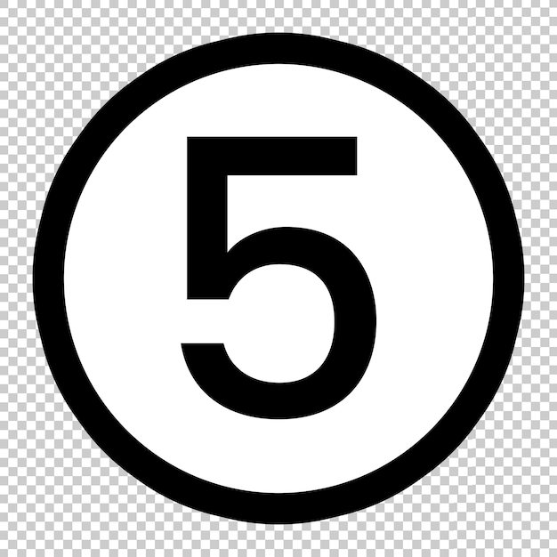 circle black number 5 icon template transparent