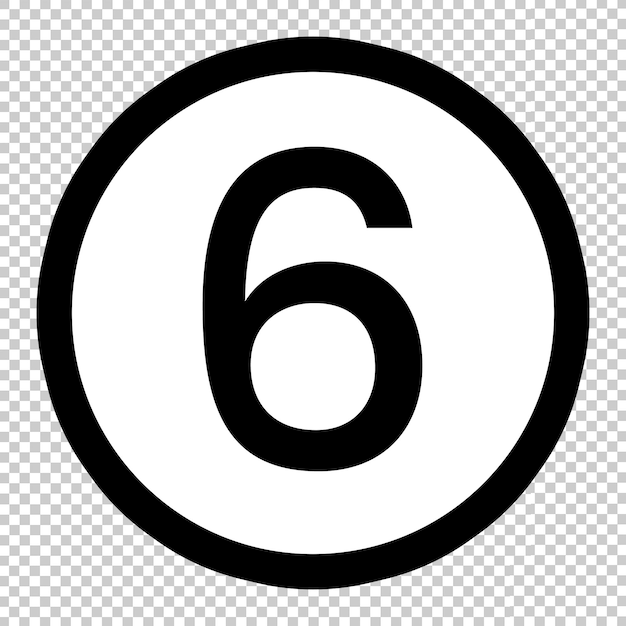 circle black number 6 icon template transparent