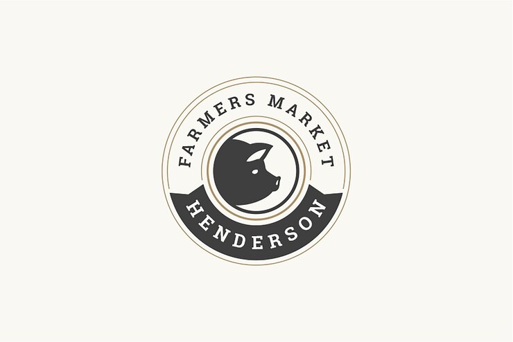 PSD circle minimalist farm market organic local product business logo design template