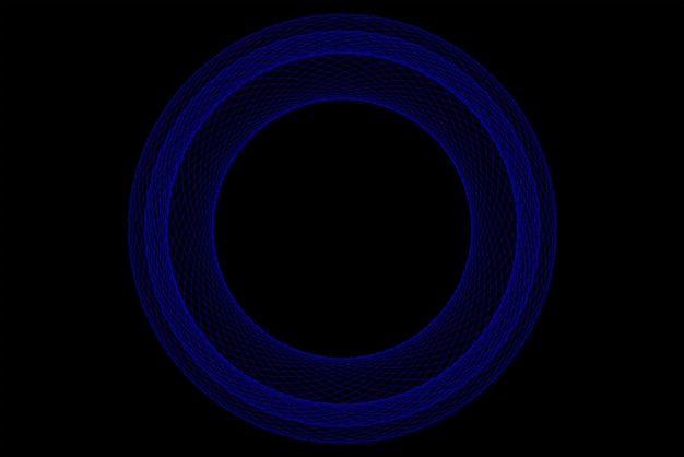 circles made of blue lines on a black background A geometric abstraction ideal for techstyle design