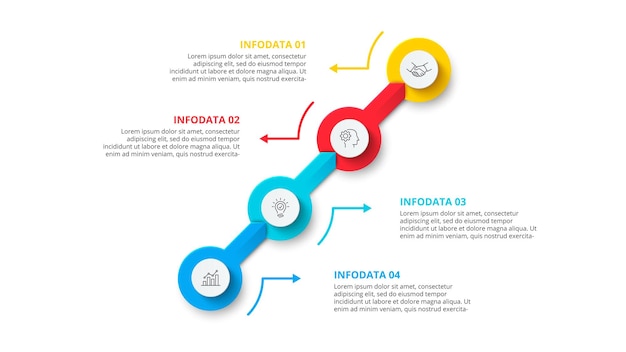 circles with arrows for infographic template visualization of growth with 4 options