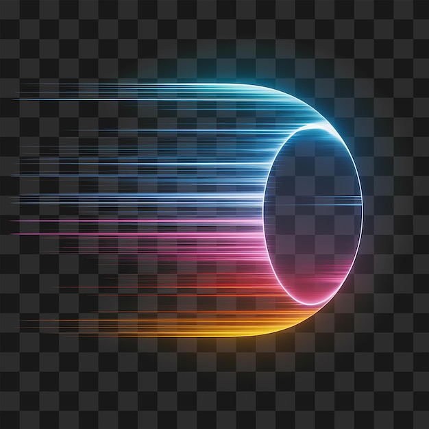 Circolo luminoso a velocità di neon con gradiente blu rosa e giallo su sfondo trasparente PNG