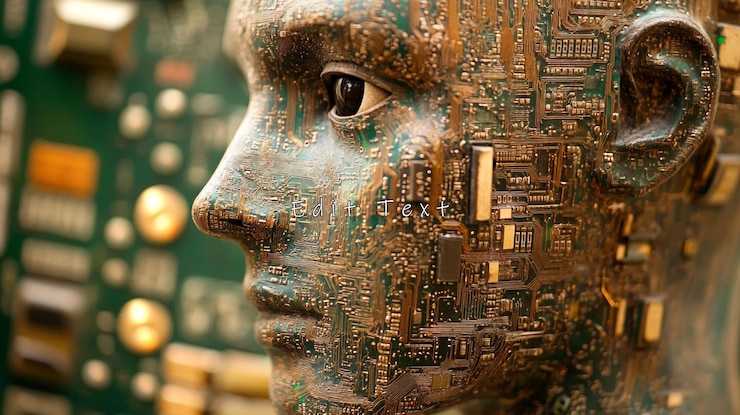 PSD circuit board humanoid face profile