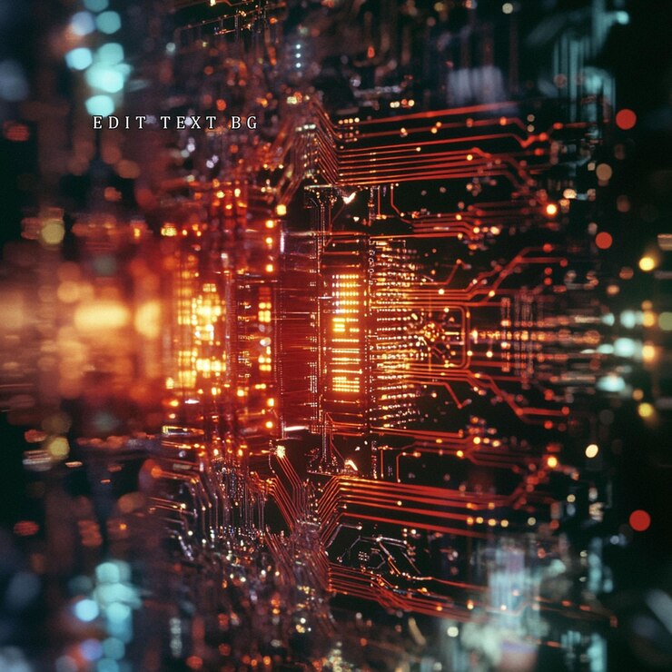 PSD circuit numérique abstrait brillant en orange et en rouge