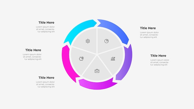 circular infographic chart with 5 colorful segments representing a process or cycle