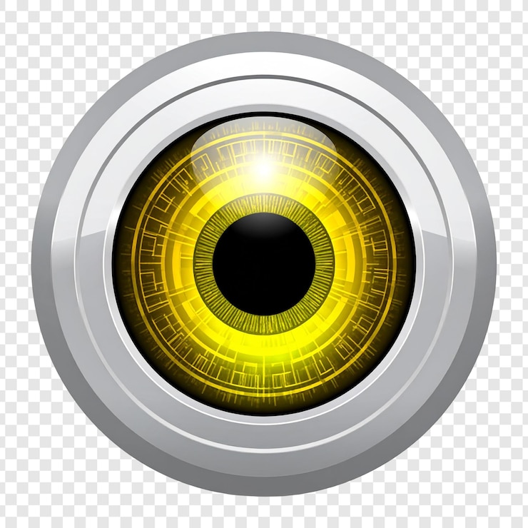 PSD circular yellow digital eye icon modern graphic design