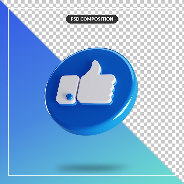 Círculo 3D brilhante como ícone do Facebook isolado