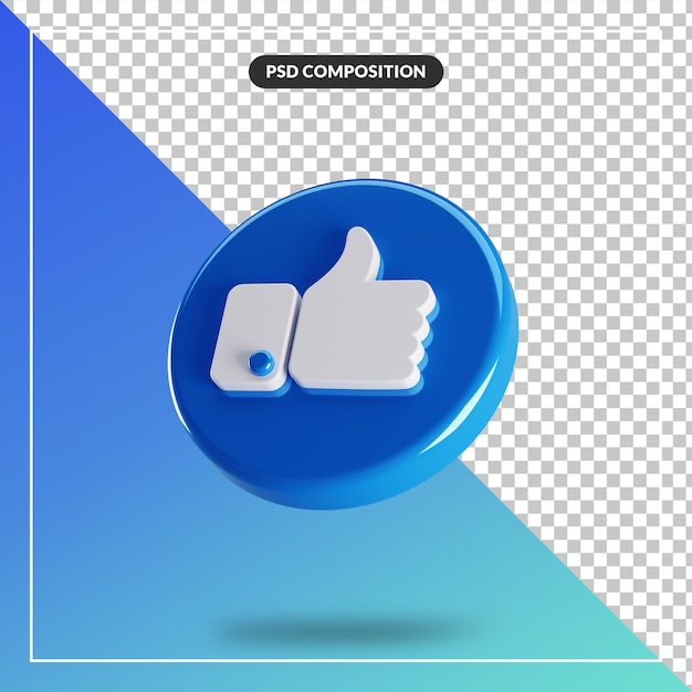 Círculo 3d brilhante como ícone do facebook isolado