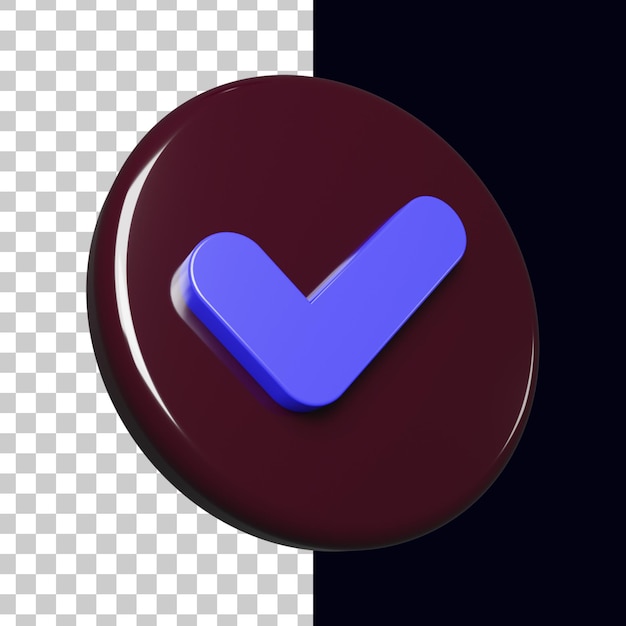 Círculo 3d com ícone de marca de seleção