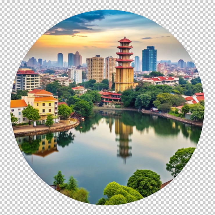 PSD un círculo de arquitectura china se muestra con una imagen circular de una pagoda
