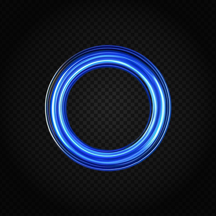 PSD círculo azul brillante aislado sobre un fondo transparente