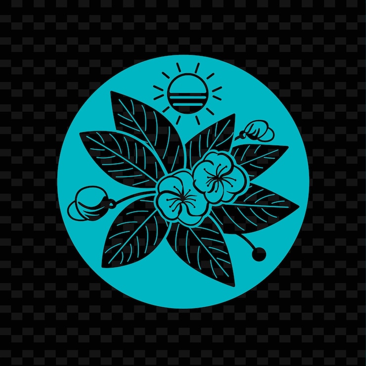 PSD un círculo azul con una flor en él