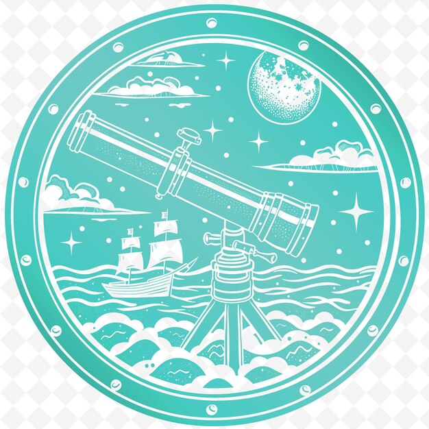 Un círculo con un barco y una estrella en él