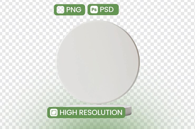 PSD el círculo blanco se encuentra en un pequeño podio con un diseño minimalista de fondo transparente