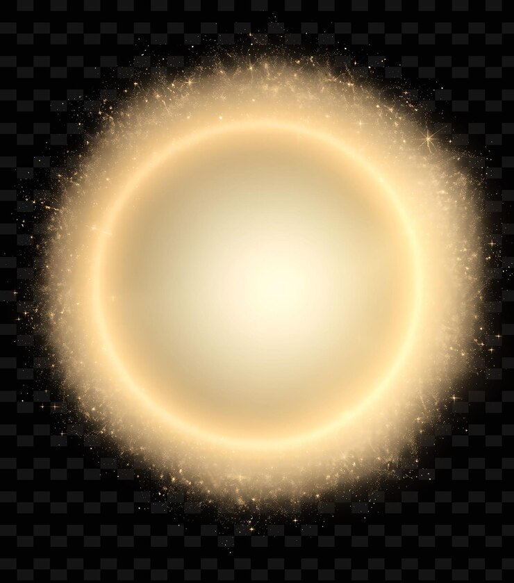 PSD un círculo brillante con una estrella en un fondo negro