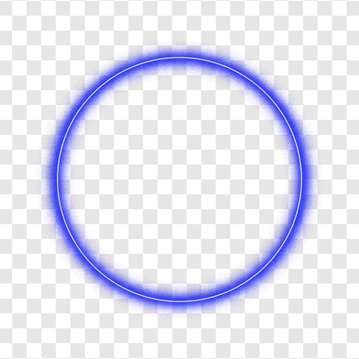 PSD círculo brillante de neón de grano azul con forma de anillo futurista y diseño moderno de efectos de luz
