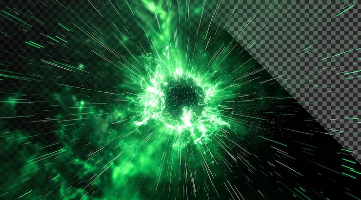 PSD un círculo brillante verde y azul con un fondo verde