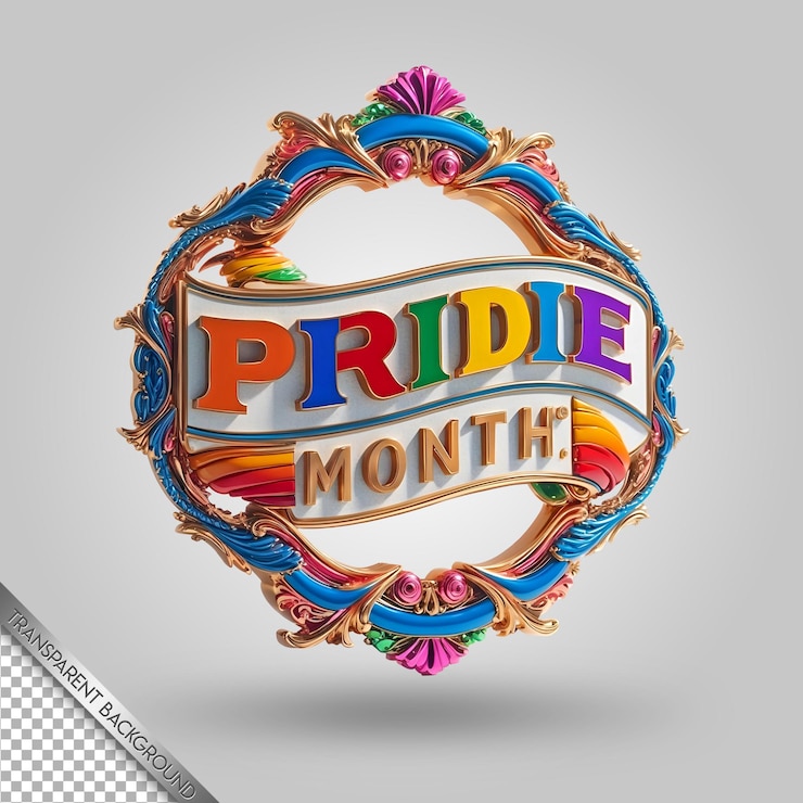 PSD un círculo colorido con la palabra mes arco iris en él
