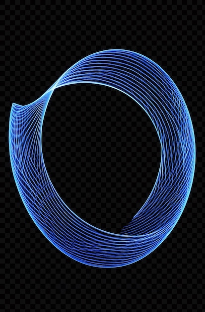 Círculo de estrutura de arame azul brilhante em fundo transparente