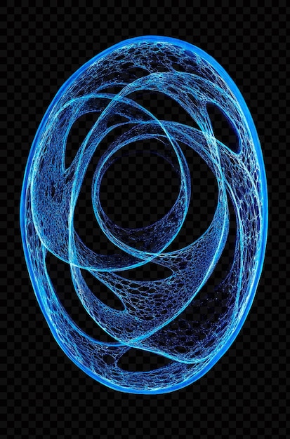 Círculo de estrutura de arame azul brilhante em fundo transparente