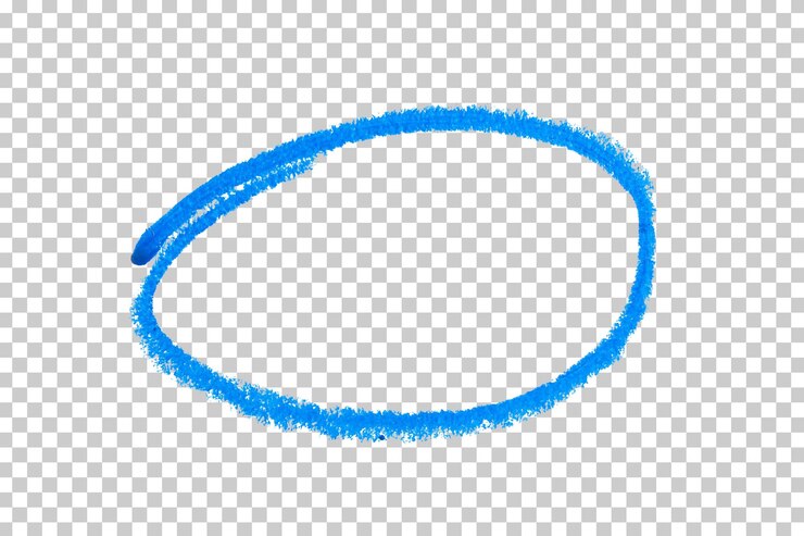 PSD círculo desenhado com lápis de cor azul sobre fundo transparente
