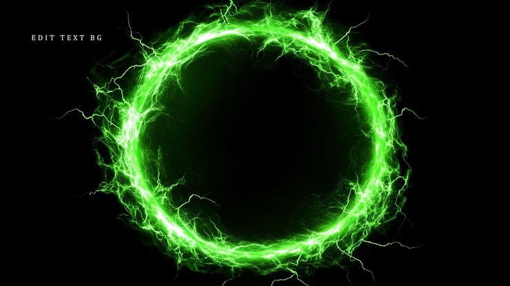 PSD círculo de energía verde brillante anillo eléctrico fondo abstracto