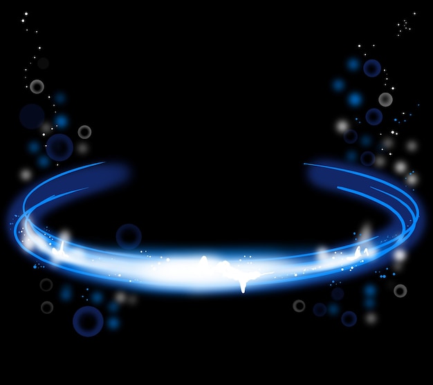 un círculo de estrellas azules y blancas con un círculo azul en el medio