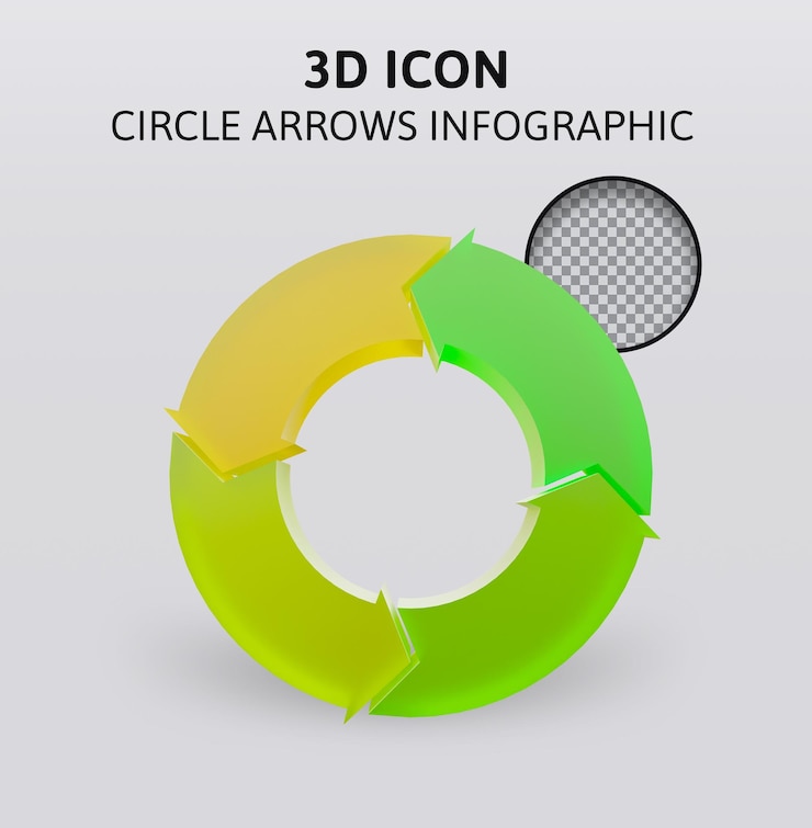 PSD círculo flechas infografía 3d renderizado ilustración