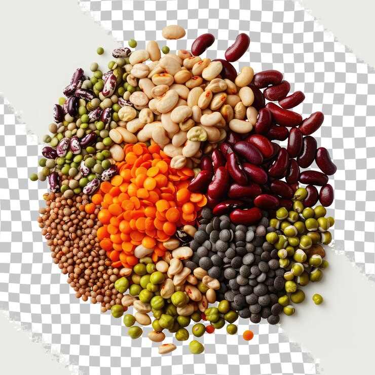 PSD un círculo de frijoles y frijoles con una imagen de una fruta