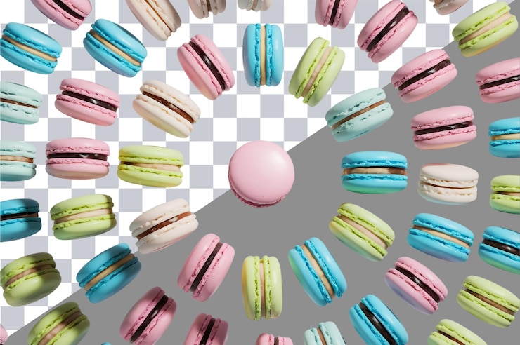 PSD un círculo de galletas de diferentes colores con una rosa y azul en la parte inferior