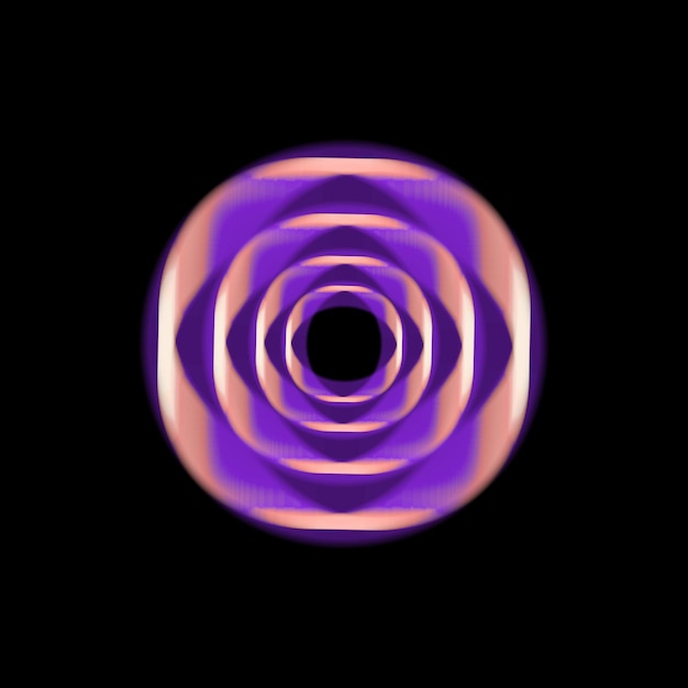 Círculo geométrico abstracto con gradiente púrpura y melocotón