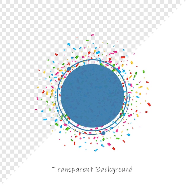 Círculo lleno de confeti con un fondo transparente