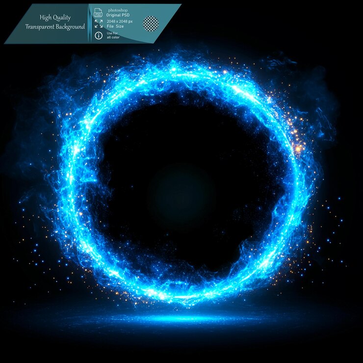 PSD un círculo de luces azules y naranjas con un círculo azul a su alrededor