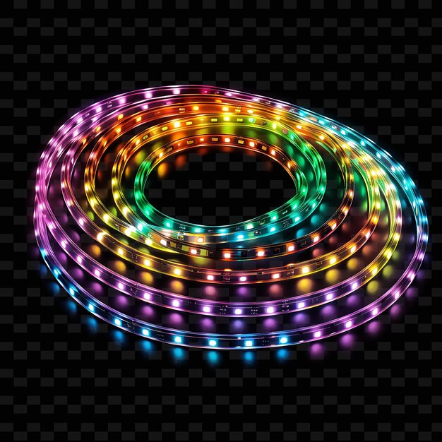 un círculo de luces de colores con un círculo De luces de neón en él