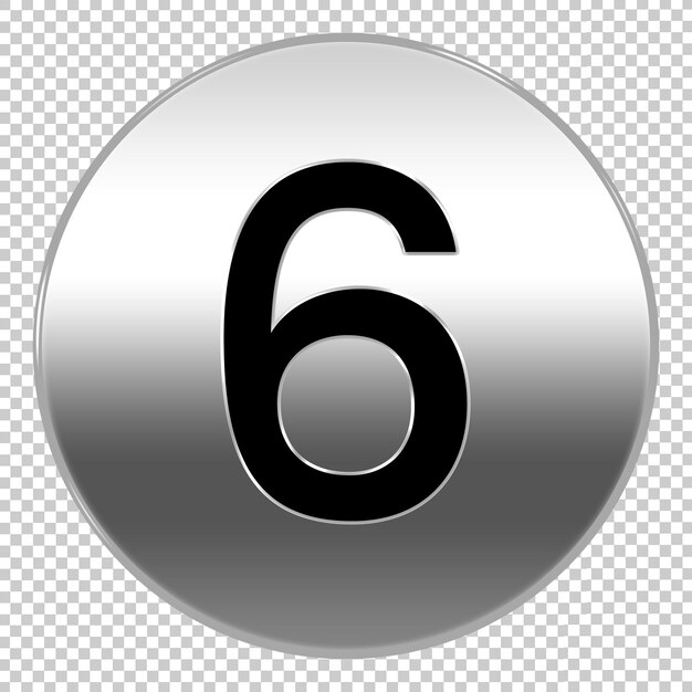 PSD círculo de lujo plata número 6 patrón de icono transparente
