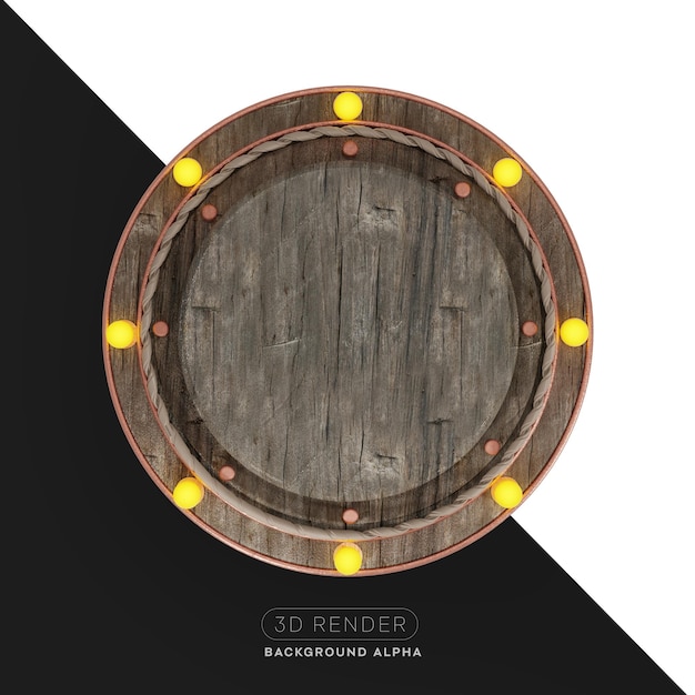 Circulo de madera con luces 3d render