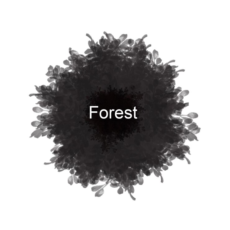 PSD un círculo negro con la palabra bosque en él