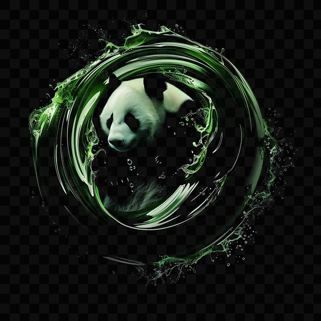 PSD un círculo negro y verde con un panda en él y la palabra panda en él